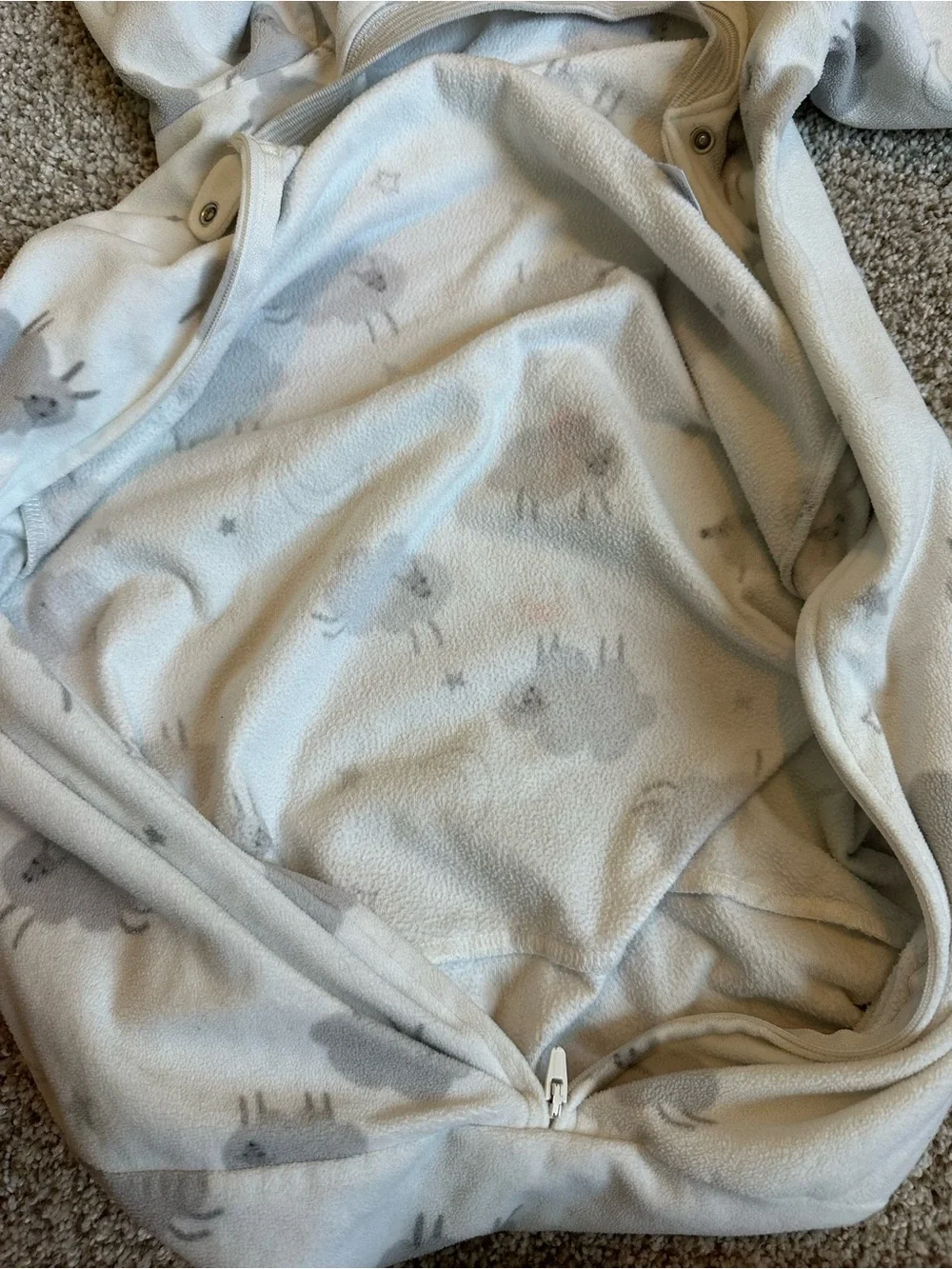 Carter's Cream & Gray Sheep Sleep Sack - Cozy Baby Pajamas 3-6mo